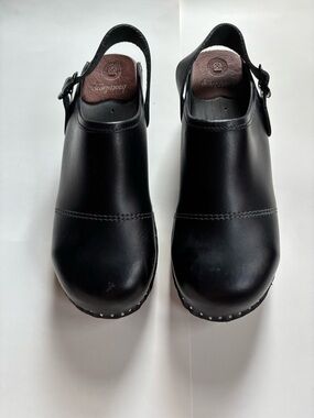 Troentorp Safety Clogs Black Leather Strap 39 8.5